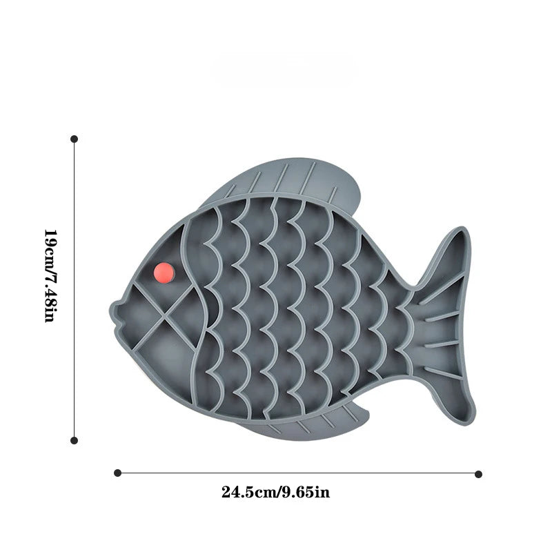 Silicone Licking Pad Fish Shaped Pet Dog Lick Pad Bath Peanut Butter Slow Eating Licking Feeder Cat Lickmat Feeding Dog Lick Mat