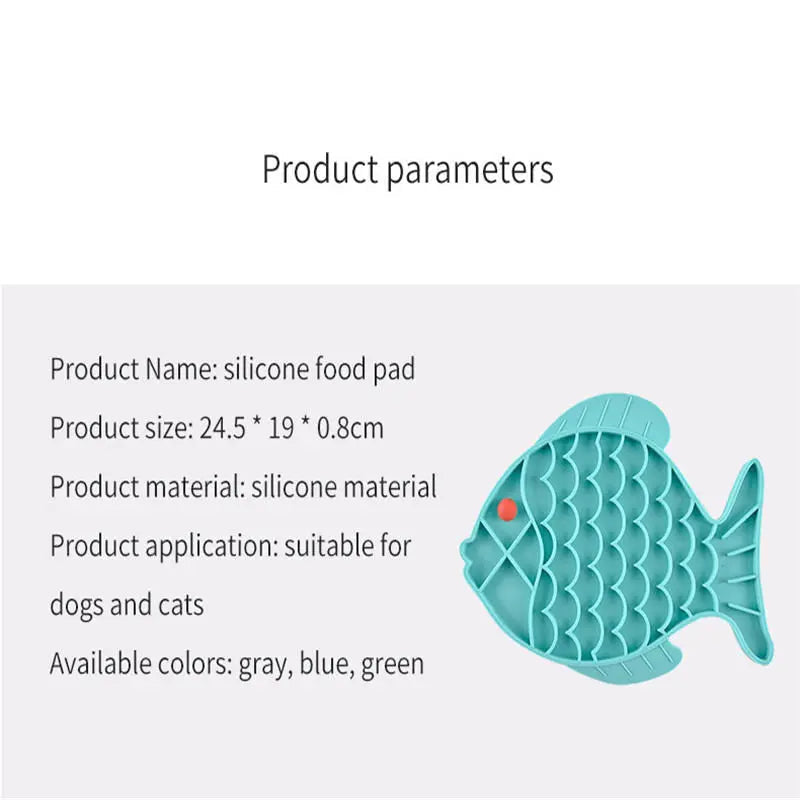 Silicone Licking Pad Fish Shaped Pet Dog Lick Pad Bath Peanut Butter Slow Eating Licking Feeder Cat Lickmat Feeding Dog Lick Mat
